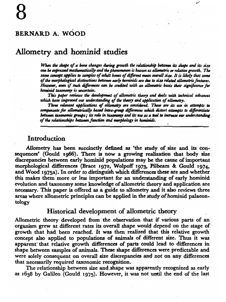 1978 Allometry and hominid studies - Wood | PDF