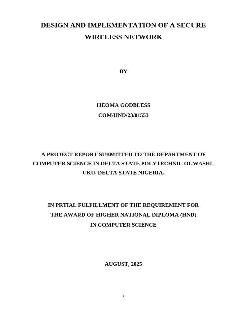 Design and Implementation of A Security Wireless Network | PDF ...