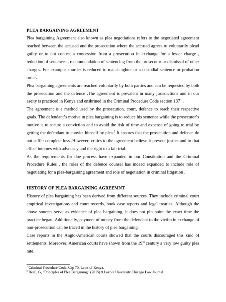 HISTORY OF PLEA BARGAINING (1) CRIMINAL LAW | PDF | Plea Bargain | Plea