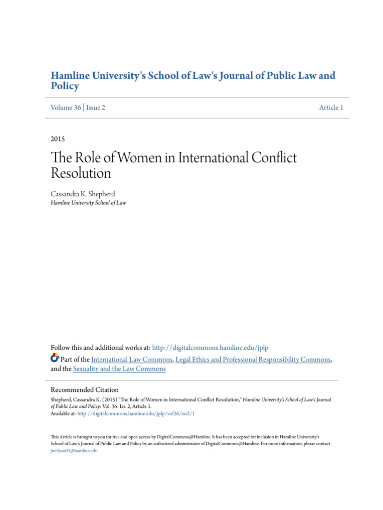 The Role of Women in International Conflict Resolution | PDF | Conflict ...