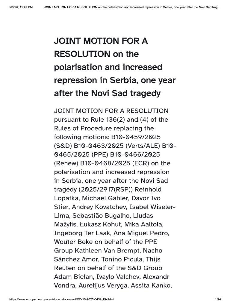 Joint Motion for a Resolution | PDF