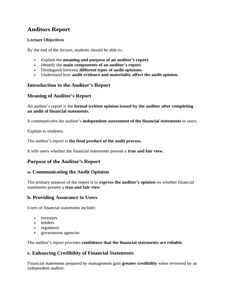 4. Auditors Report | PDF