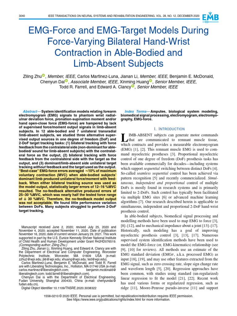 EMG-Force_Arms paper 2 | PDF | Electromyography | Hand