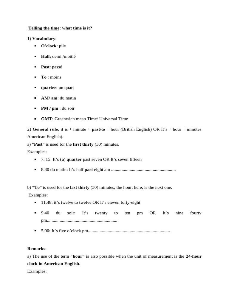 Telling the Time | PDF