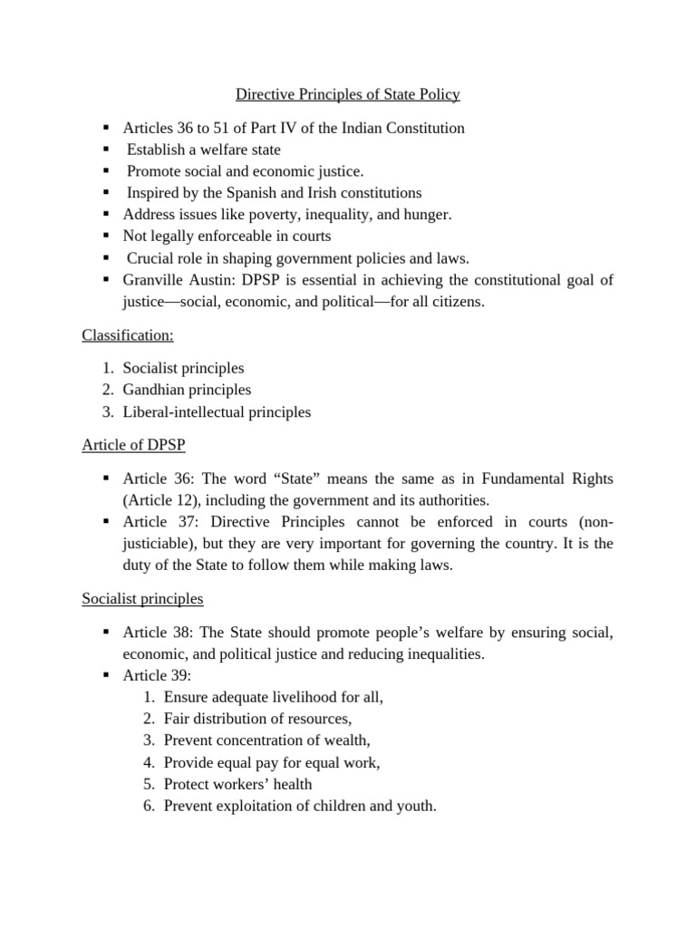 The Directive Principles of State Policy | PDF