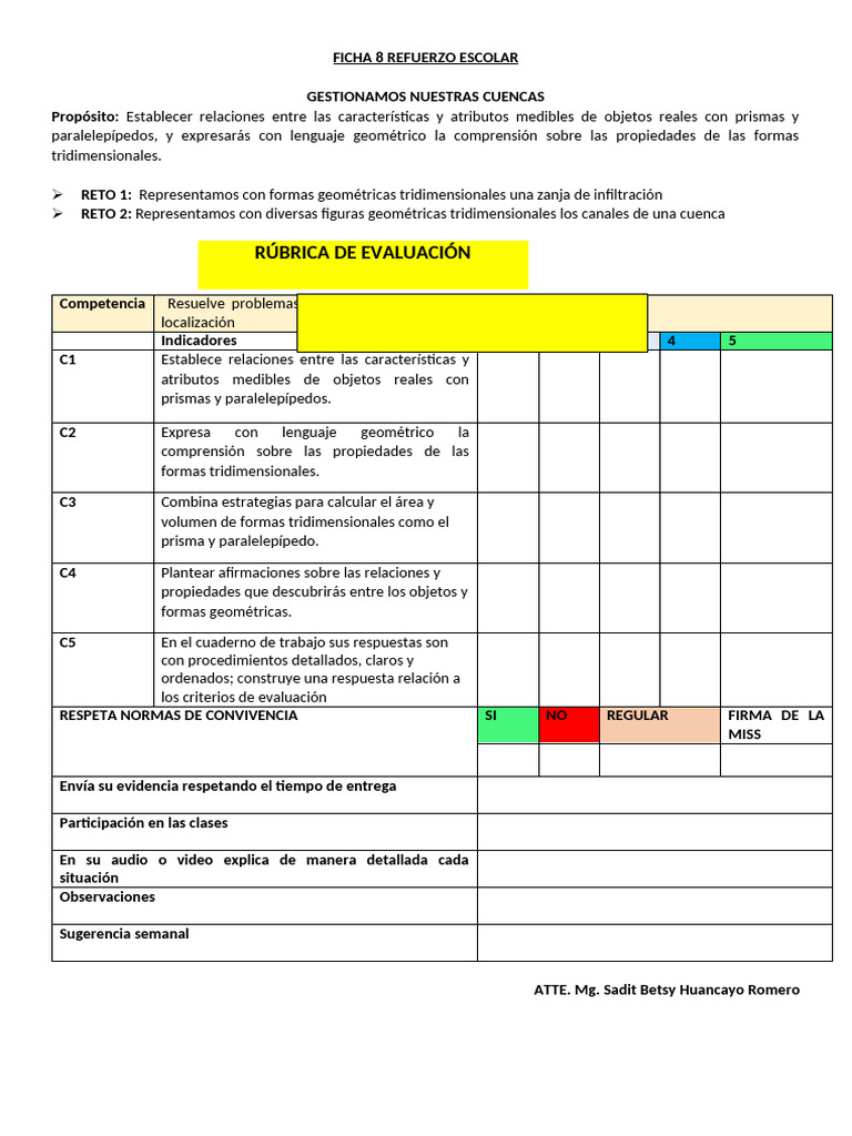 Ficha 8 Refuerzo Escolar | PDF | Rectángulo