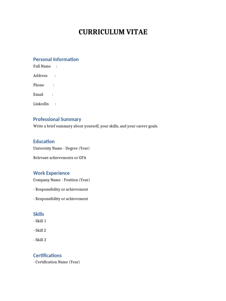 CV Template Professional | PDF