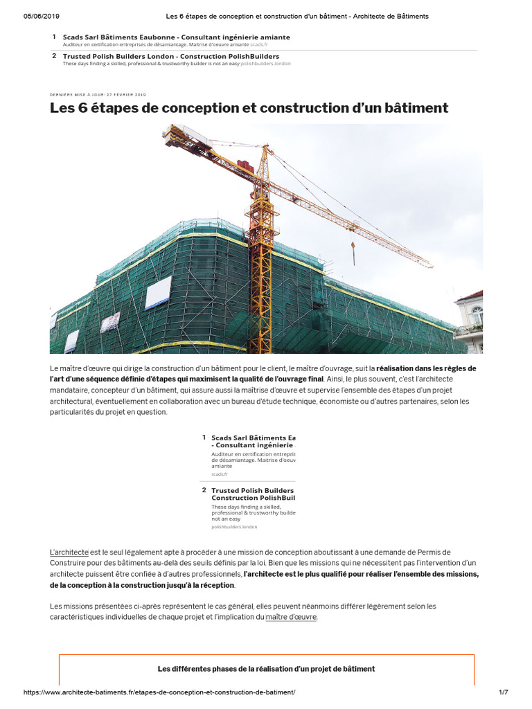 Les 6 Étapes de Conception Et Construction D'un Bâtiment - Architecte ...