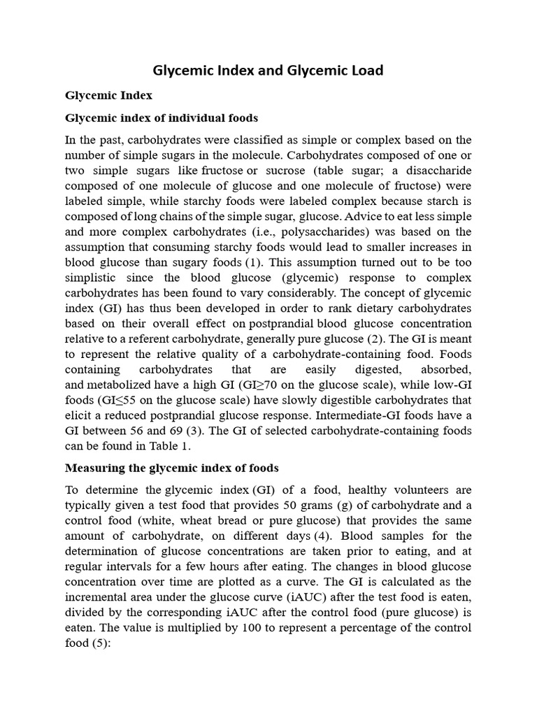 Glycemic Index and Glycemic Load | PDF | Glycemic Index | Carbohydrates