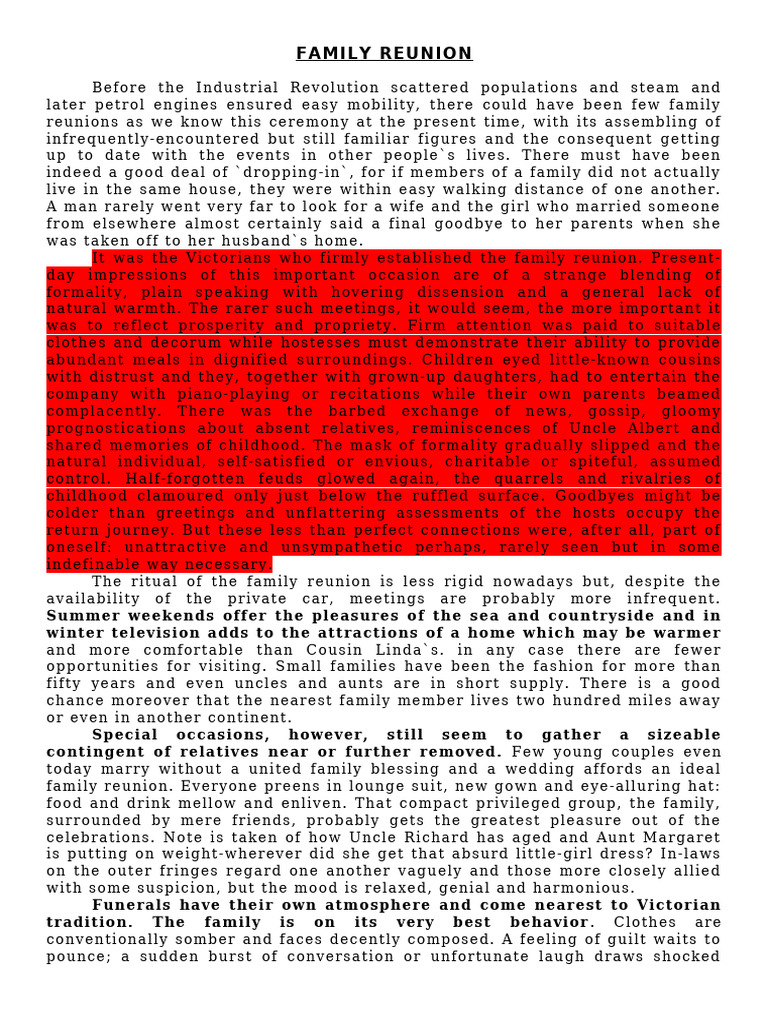Summary - Family Reunion | PDF