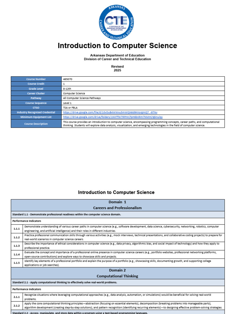 ARHS Computer Science Standards | PDF | Information Security | Programming