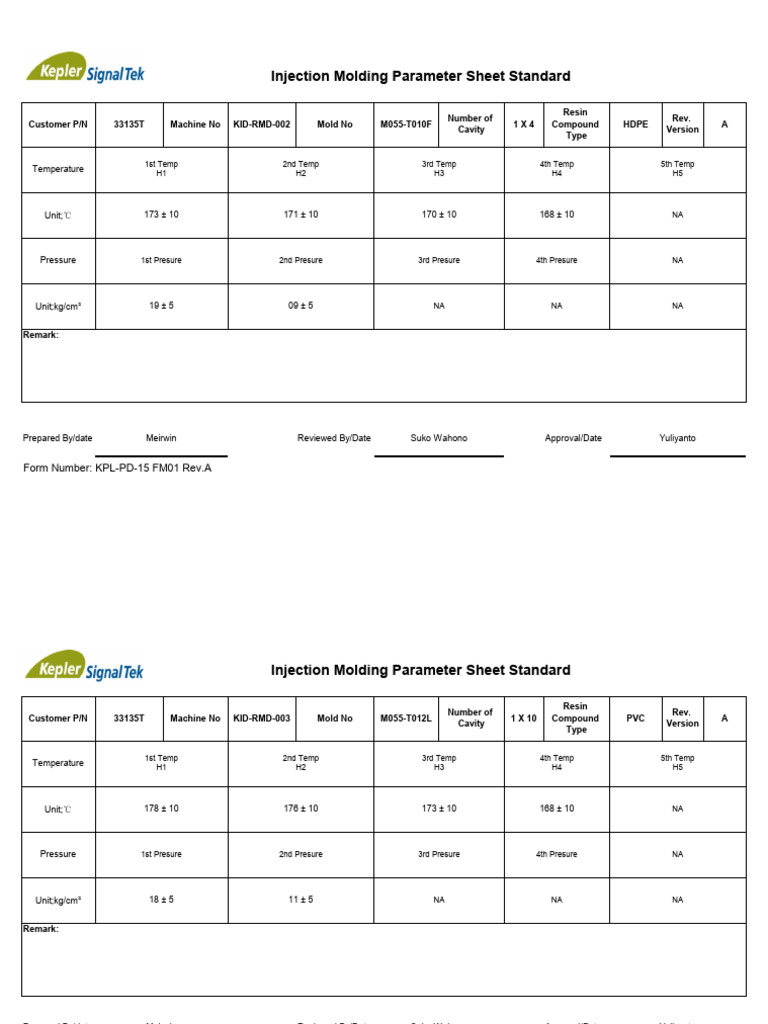 Master Parameter Molding - Copy | PDF
