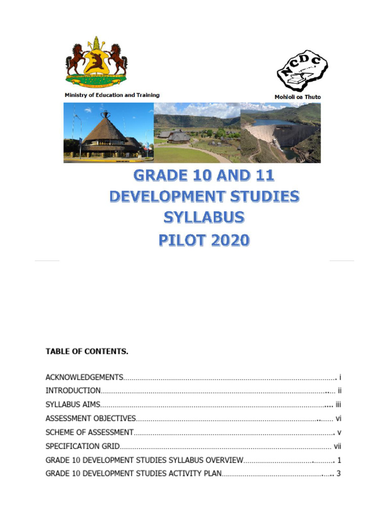 GRADE 10 & 11 DEVELOPMENT STUDIES SYLLABUS | PDF | Agriculture | Knowledge