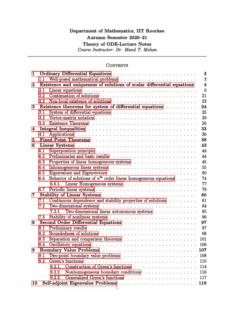 Theory of Ode Notes | PDF | Calculus | Differential Equations