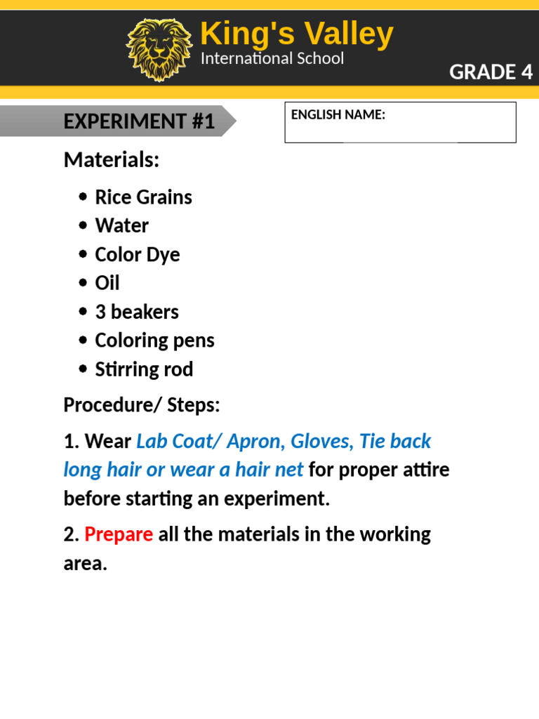 Grade 4 Experiment | PDF
