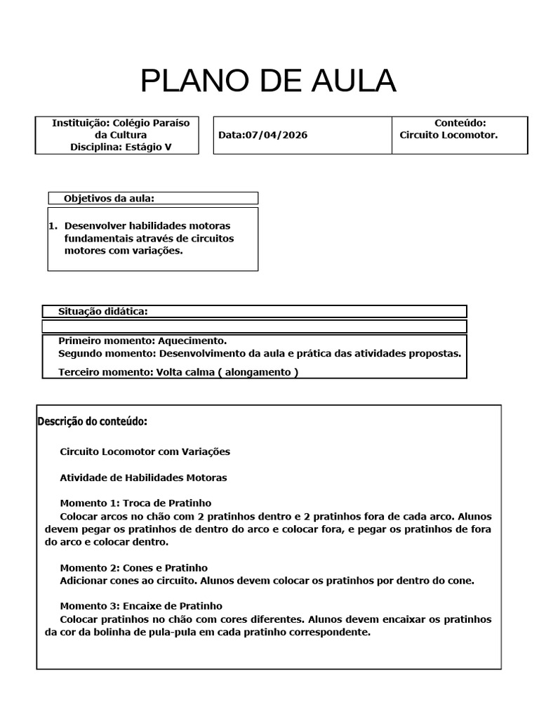 Plano de Aula II | PDF