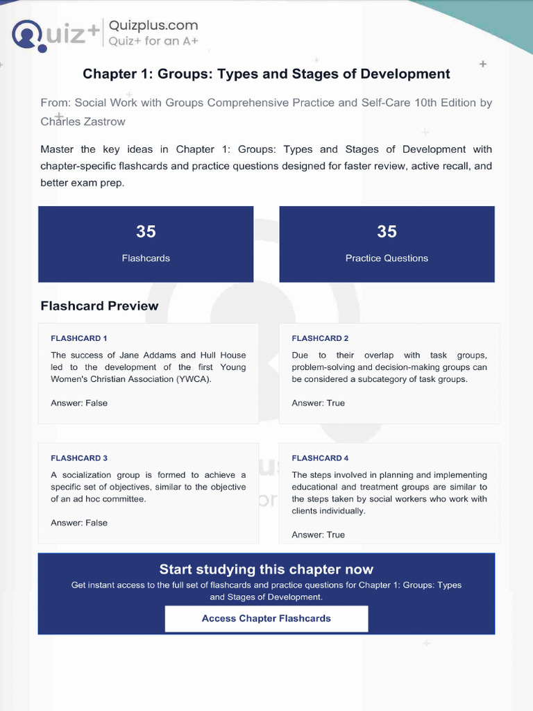 Flashcards for Chapter 1 Groups Types and Stages of Development | PDF