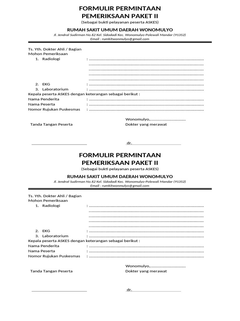FORMULIR PERMINTAAN RADIOLOGI | PDF