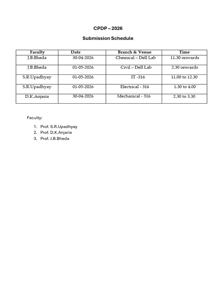 Schedule- CPD 2026 | PDF