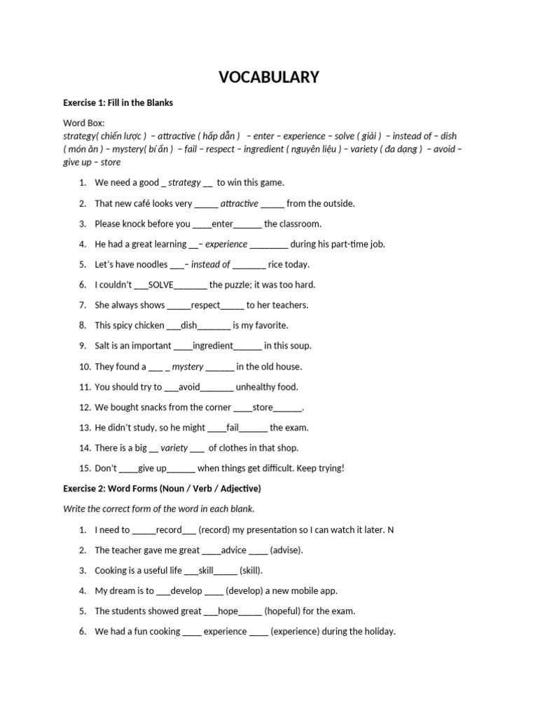 Vocabulary Grammar Review | PDF | Linguistic Morphology | Syntax