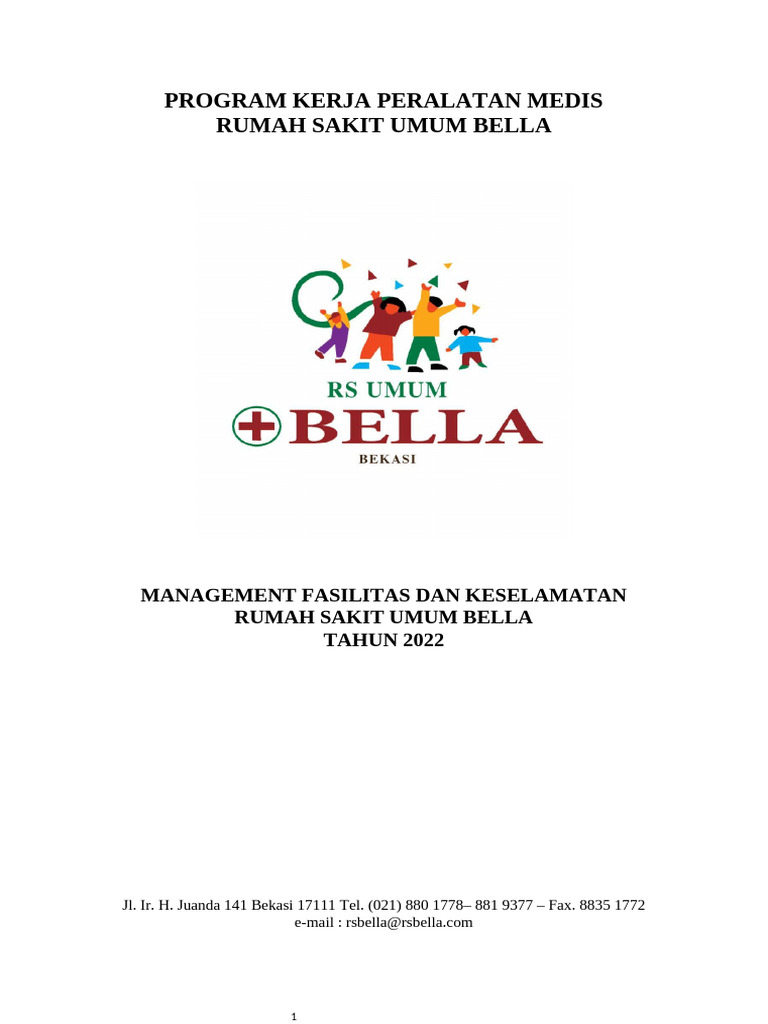 Program Kerja Peralatan Medis 2022 | PDF