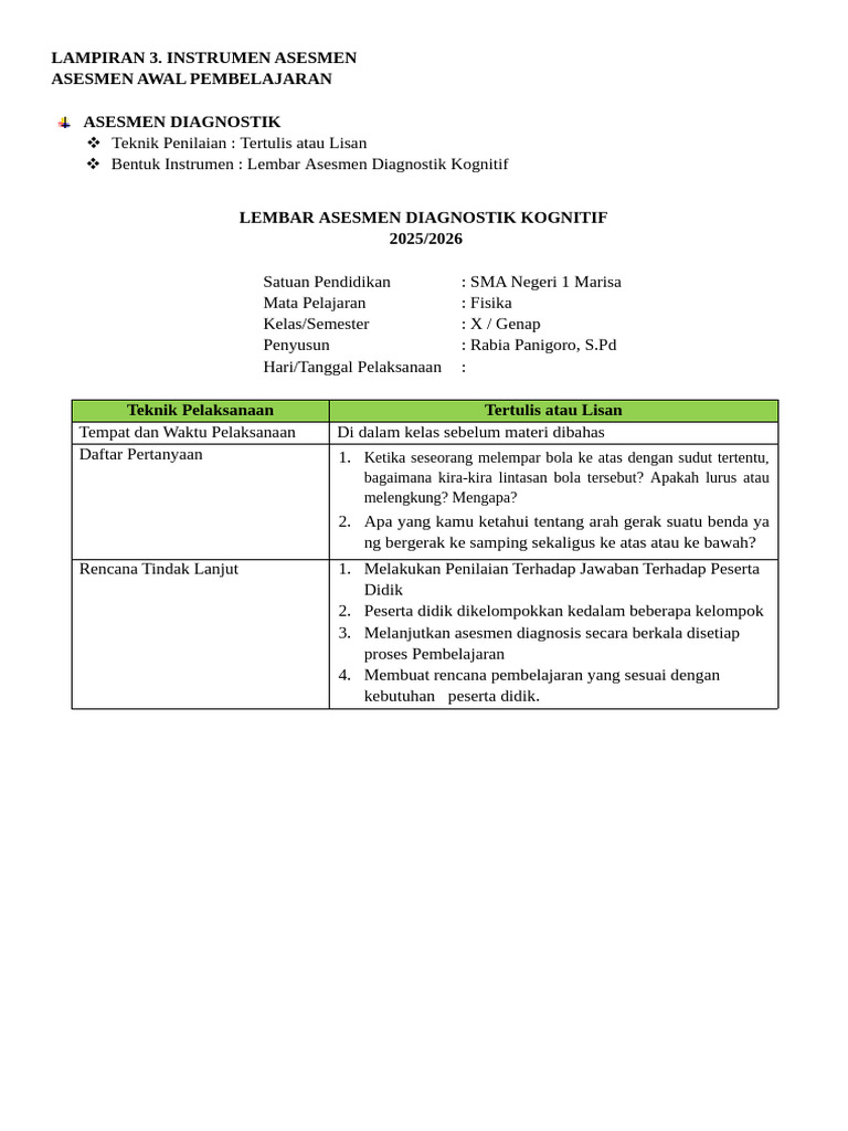 Lampiran 3 Instrumen Asesmen | PDF
