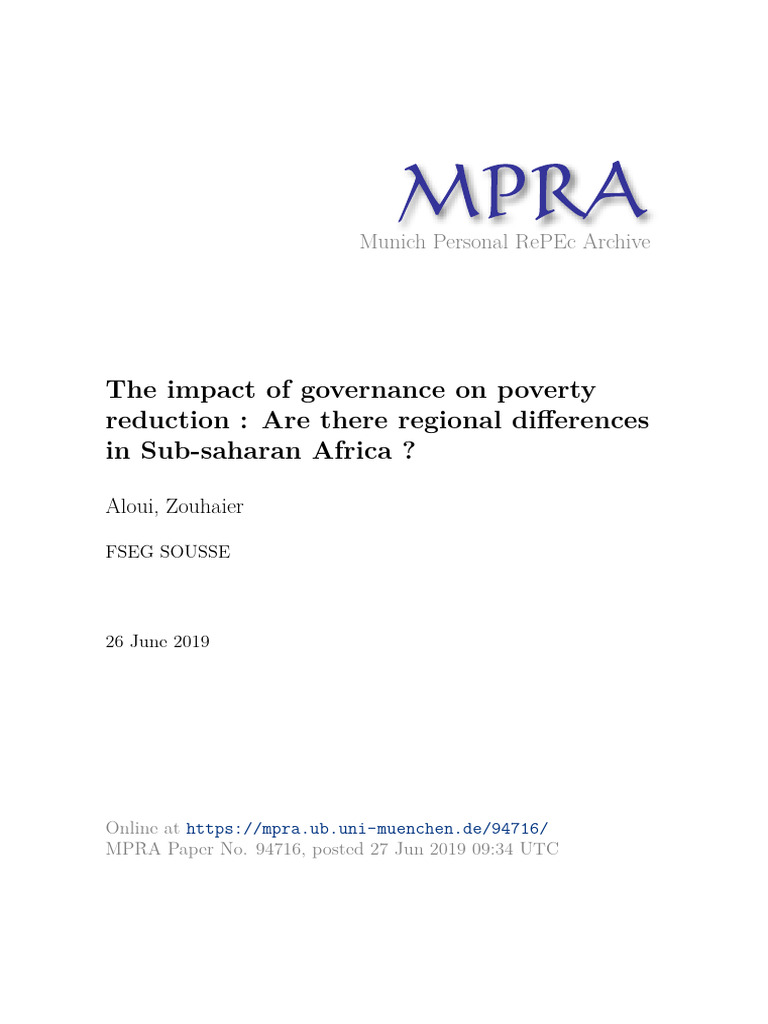 MPRA Paper 94716 | PDF | Economic Growth | Poverty