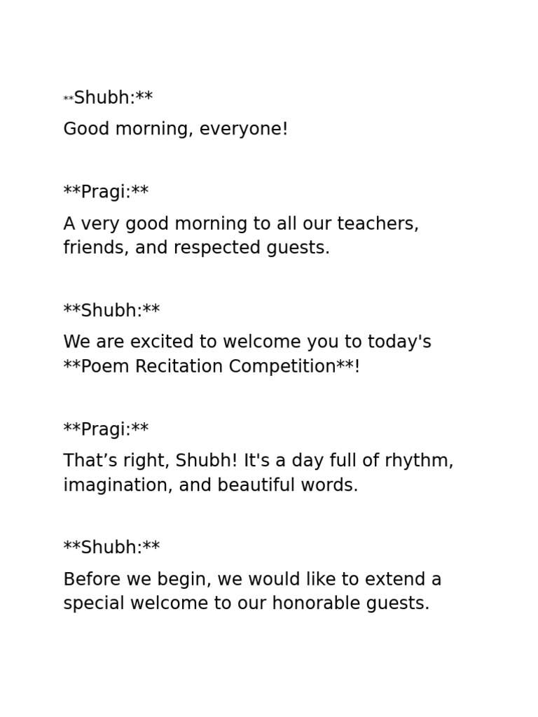Poem recitation script | PDF