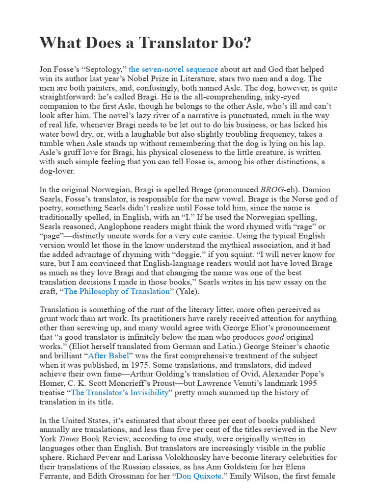 What Does A Translator Do | PDF | Translations