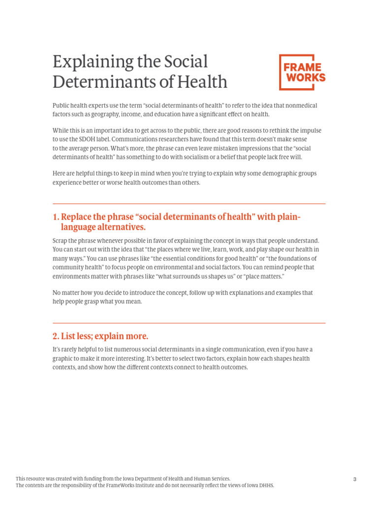 Explaining The Social Determinants of Health | PDF