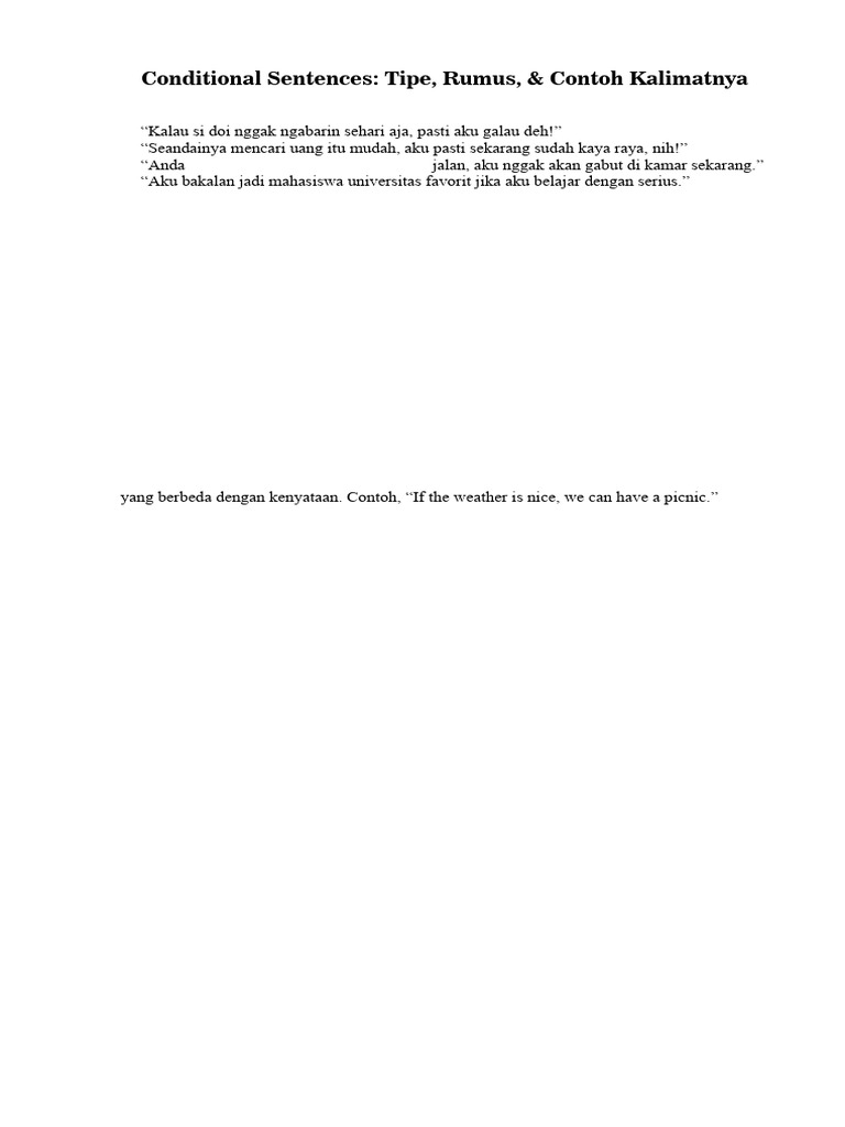 Conditional Sentences Tipe Zero and One | PDF