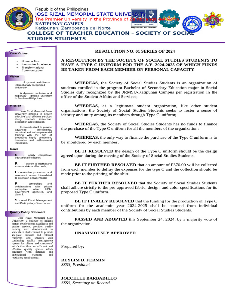 Resolution Letter - Revised (1) | PDF