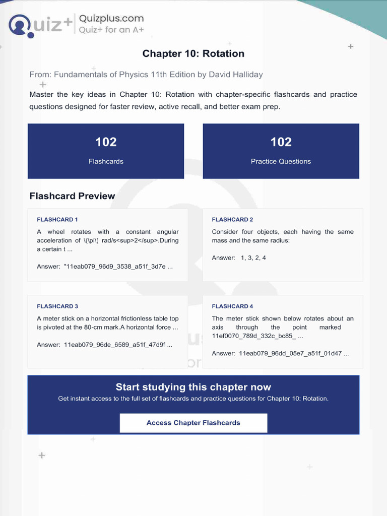 Flashcards for Chapter 10 Rotation | PDF