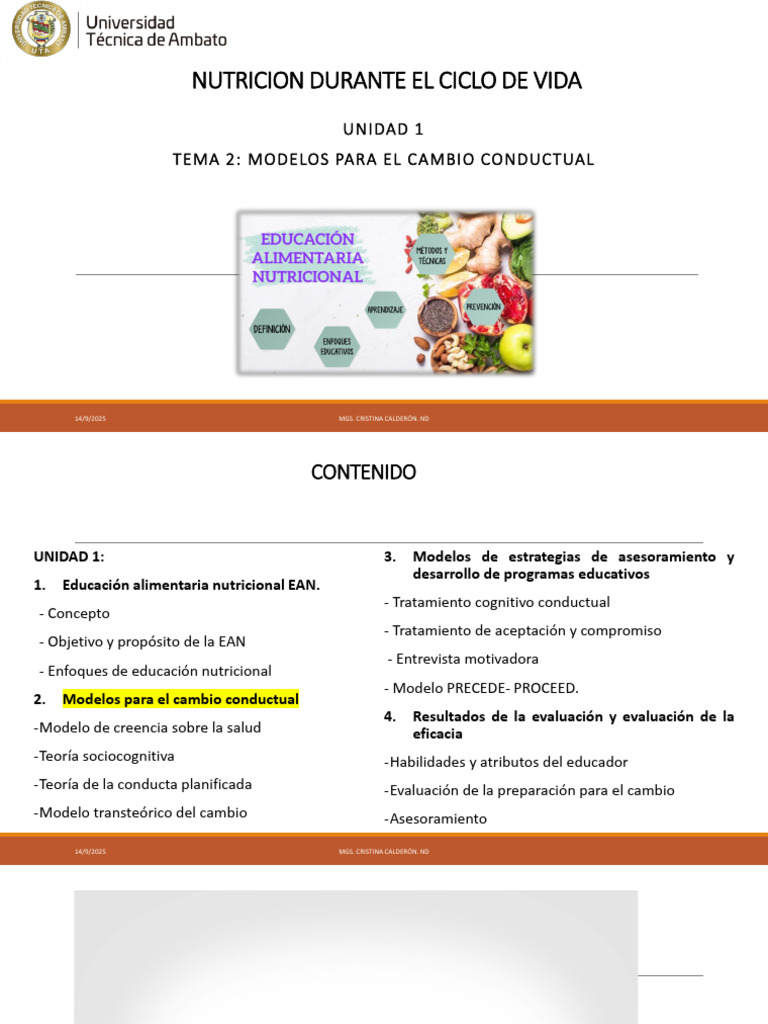 Unidad 1 Modelos para El Cambio Conductual | PDF | Autoeficacia ...