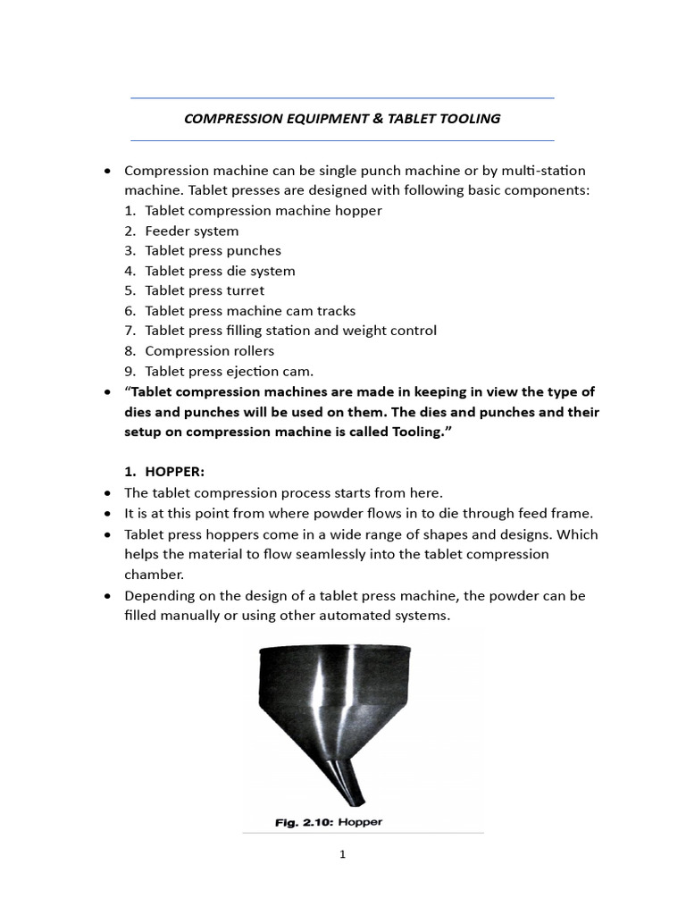 Compression Equipment | PDF | Tablet (Pharmacy) | Industrial Processes