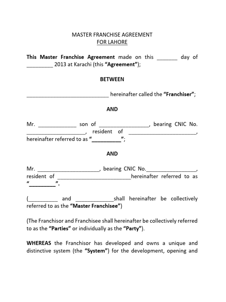 MASTER-FRANCHISE-NEW-DRAFT | PDF | Franchising | Business Law