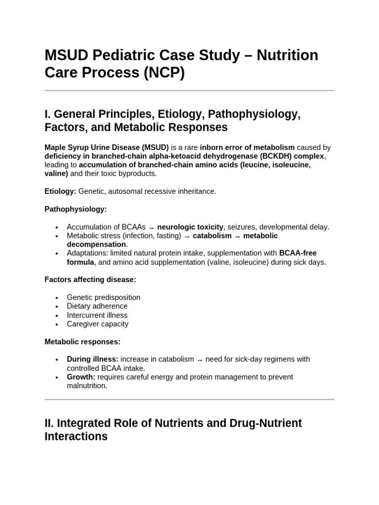 MSUD Pediatric Case Study | PDF | Human Diseases And Disorders ...