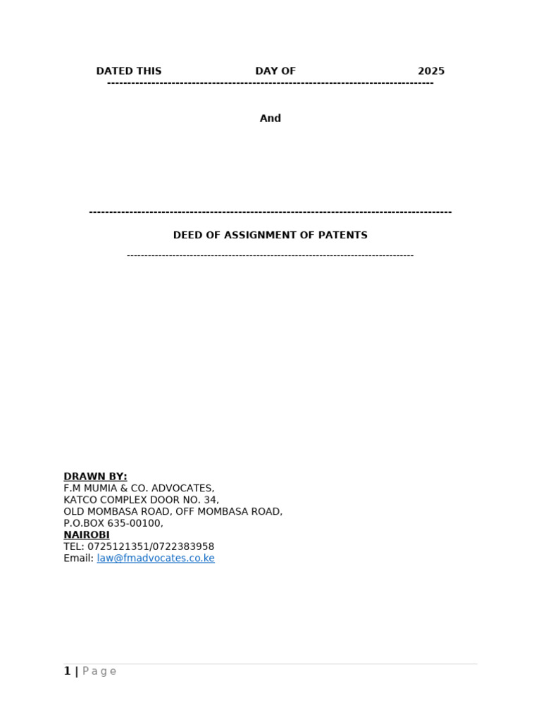 Deed of Assignment of Patents | PDF | Assignment (Law) | Civil Law ...