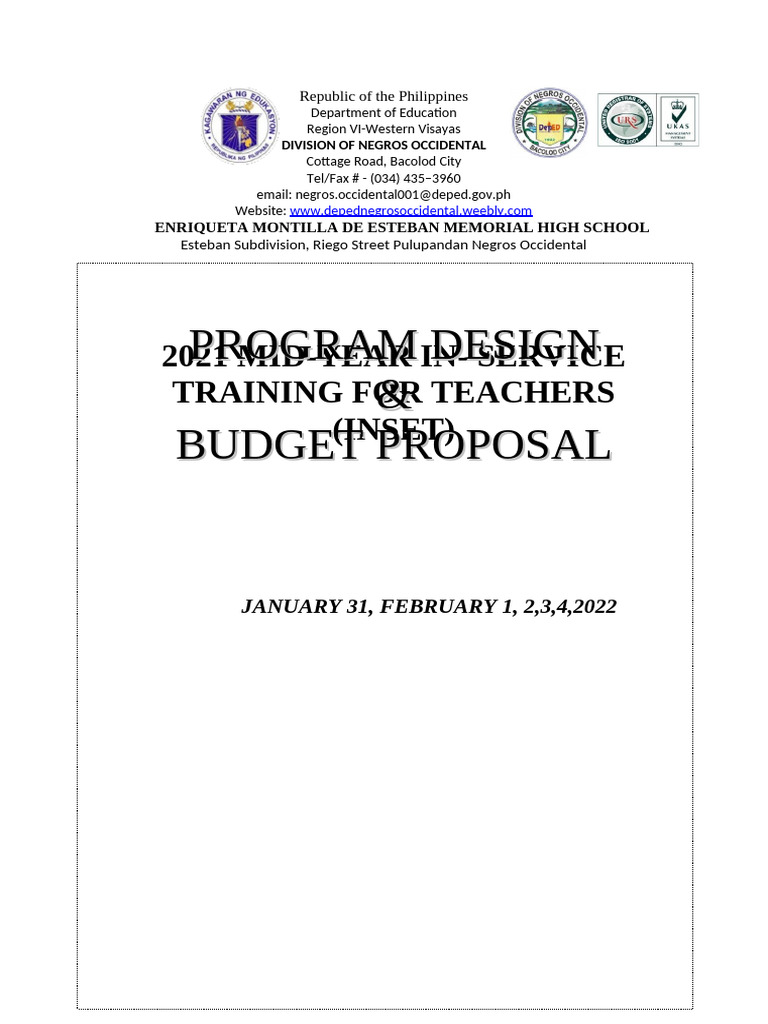 2022 MIDYEAR INSET Program DEsign Budget Proposal Template 1 | PDF ...