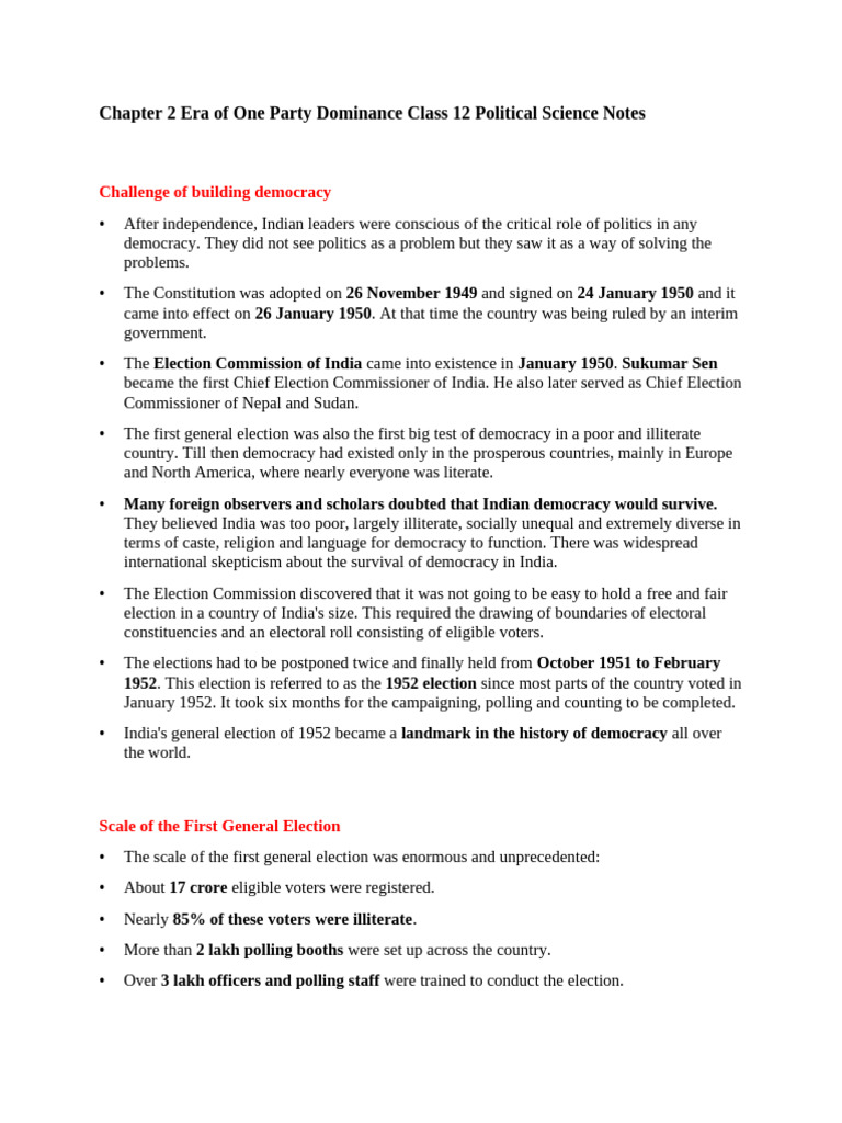 Ch2_Notes_Updated | PDF | Indian National Congress | Elections