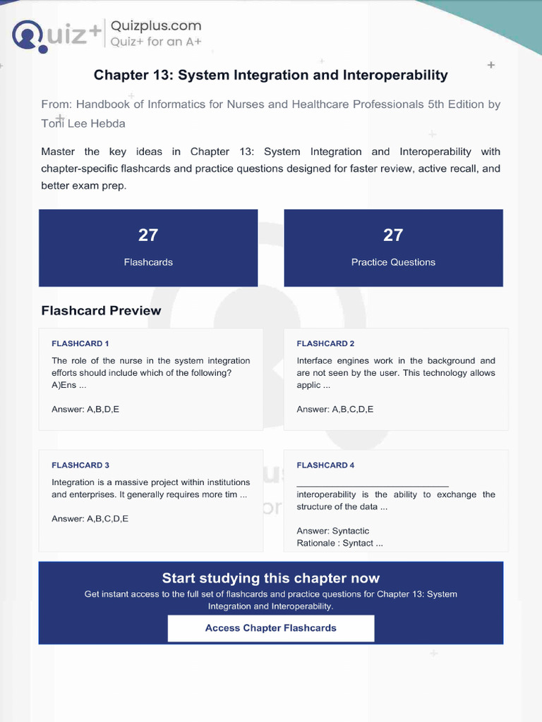 Flashcards for Chapter 13 System Integration and Interoperability | PDF