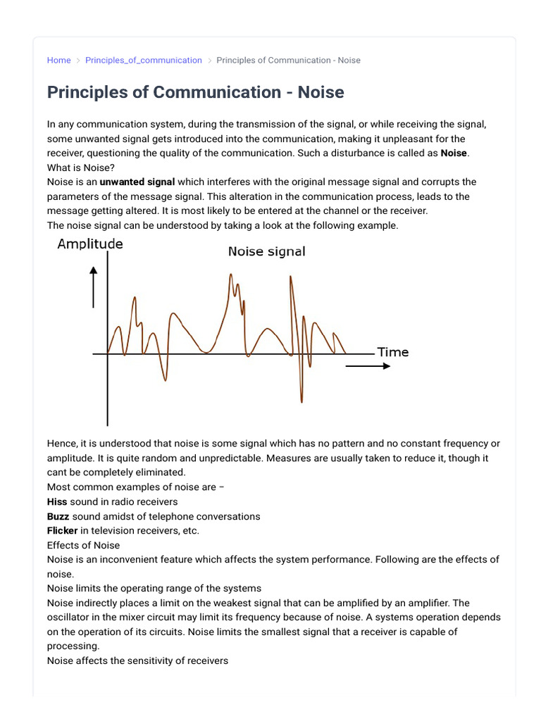 Principles of Communication - Noise | PDF | Signal To Noise Ratio ...