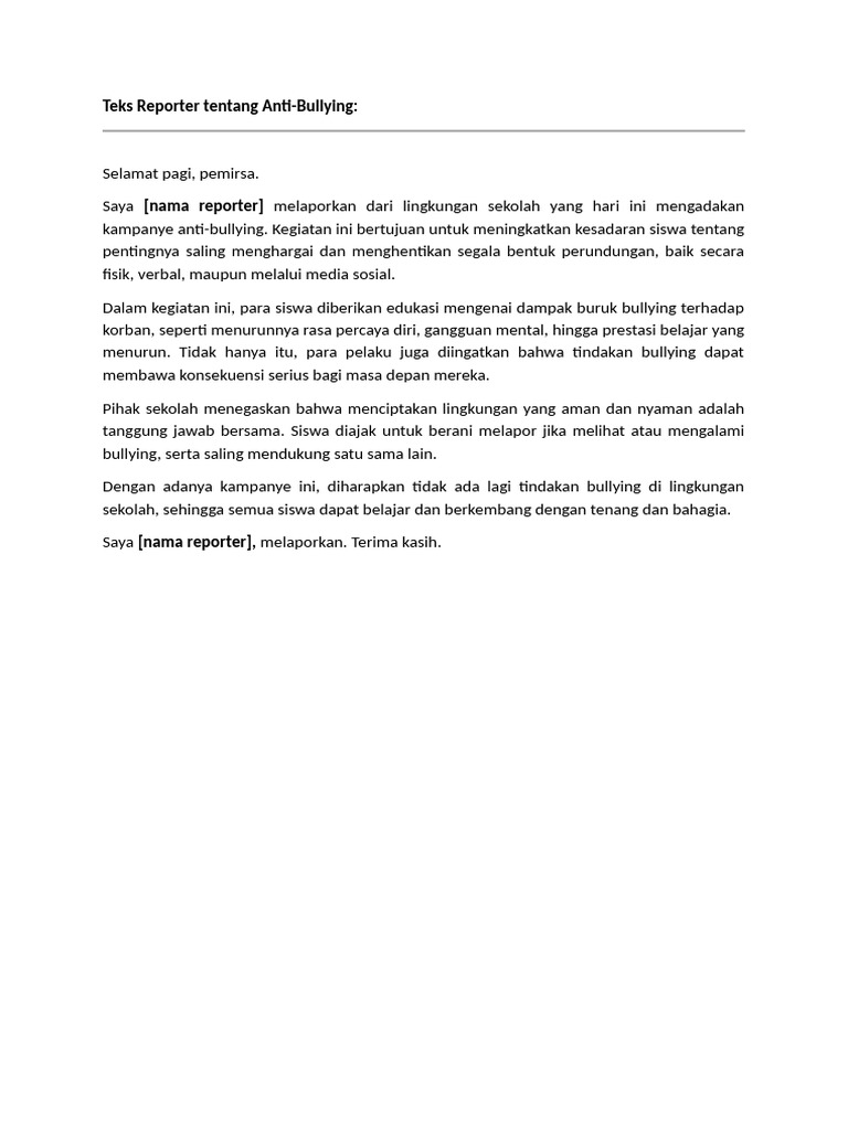 Naskah Teks Reporter Bahasa Indonesia | PDF