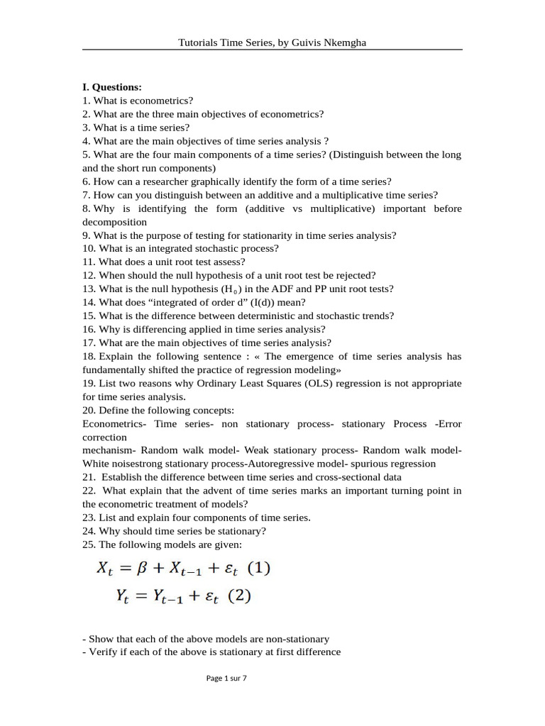 Tutorials Time Series | PDF | Stationary Process | Time Series
