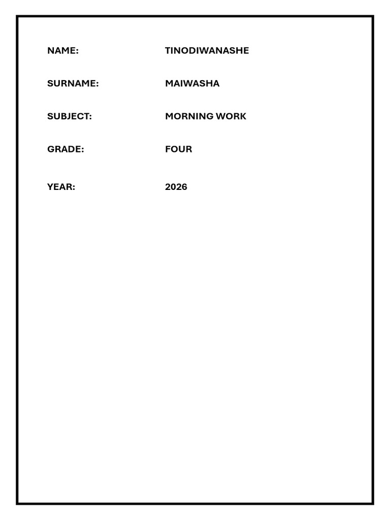 Tino Morning Work | PDF