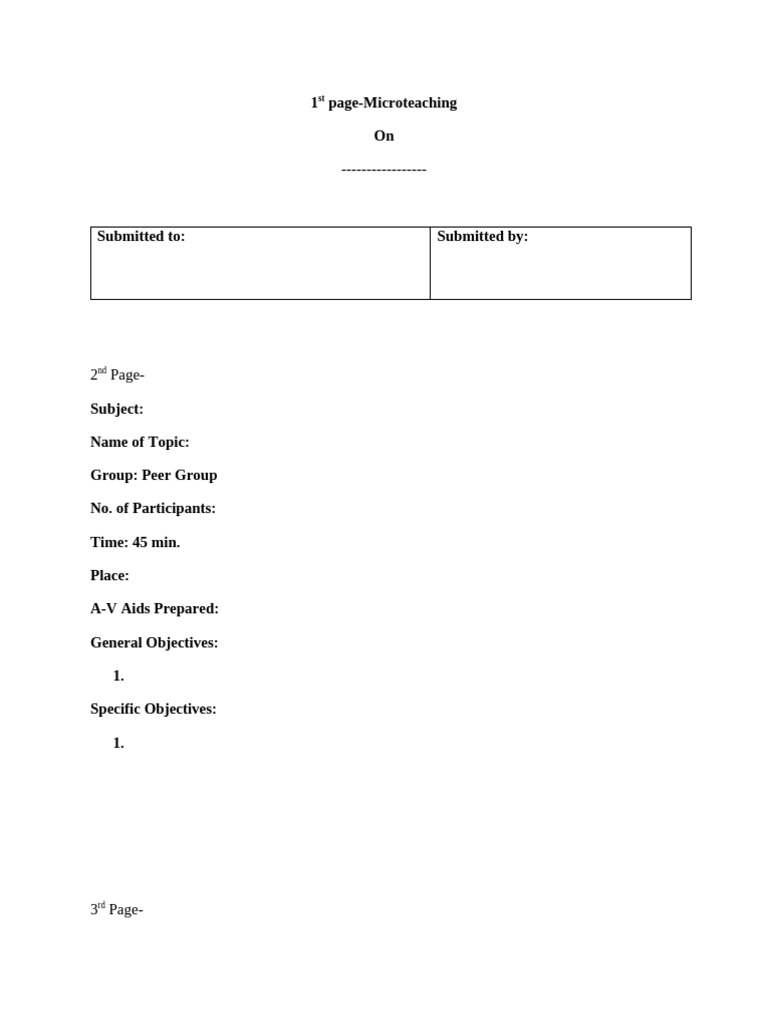 Microteaching Format | PDF