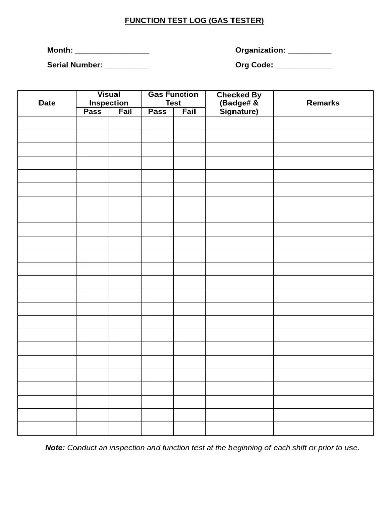 Function Test Log | PDF