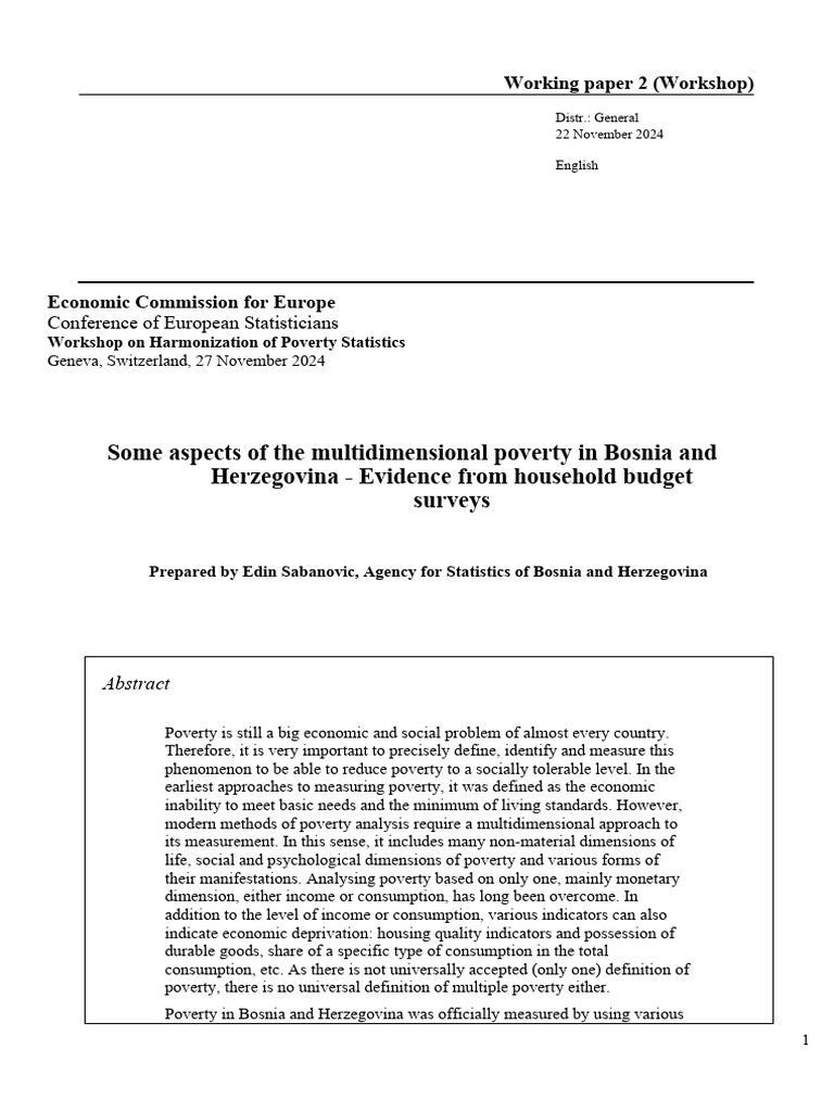 W Multidimensional Poverty BosniaHerzegovina Paper | PDF | Poverty ...