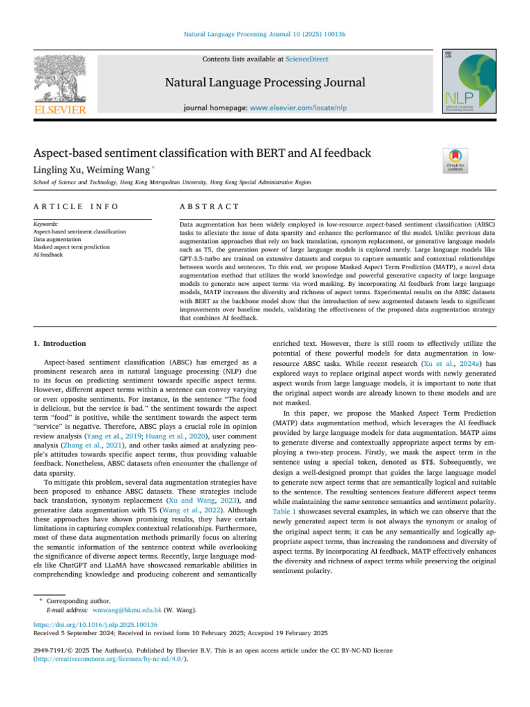 Aspect-based Sentiment Classification With BERT and AI Feedback | PDF ...