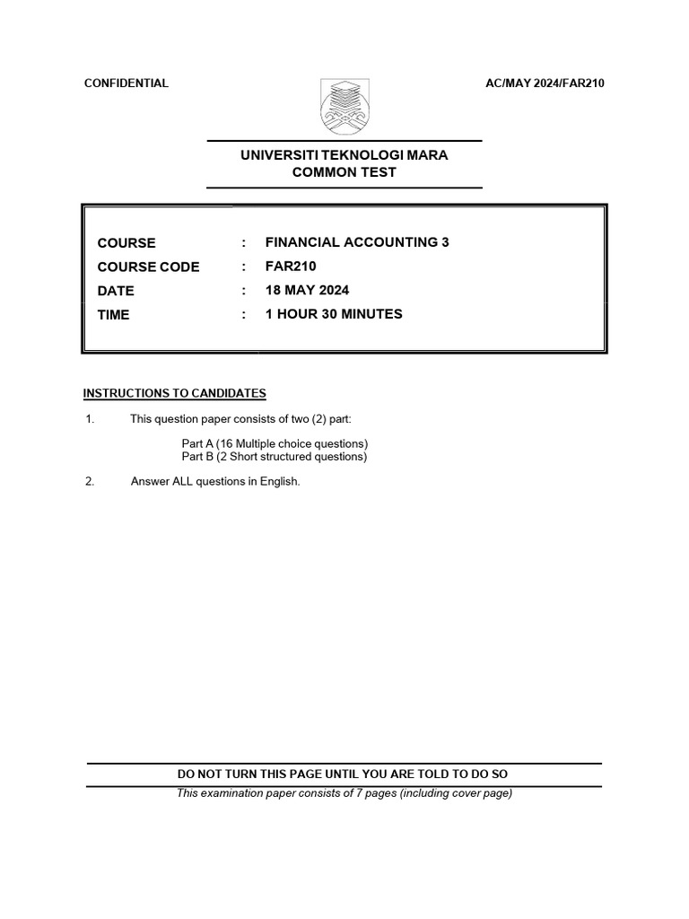 Far 210 Common Test Merged | PDF | Equity (Finance) | Depreciation